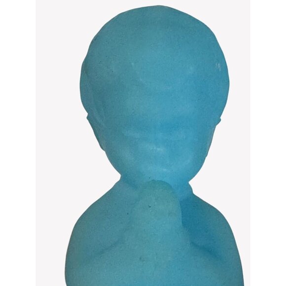 Vintage Fenton Praying Kneeling Children Satin Blue Boy Girl 4" With Sticker - Picture 6 of 7